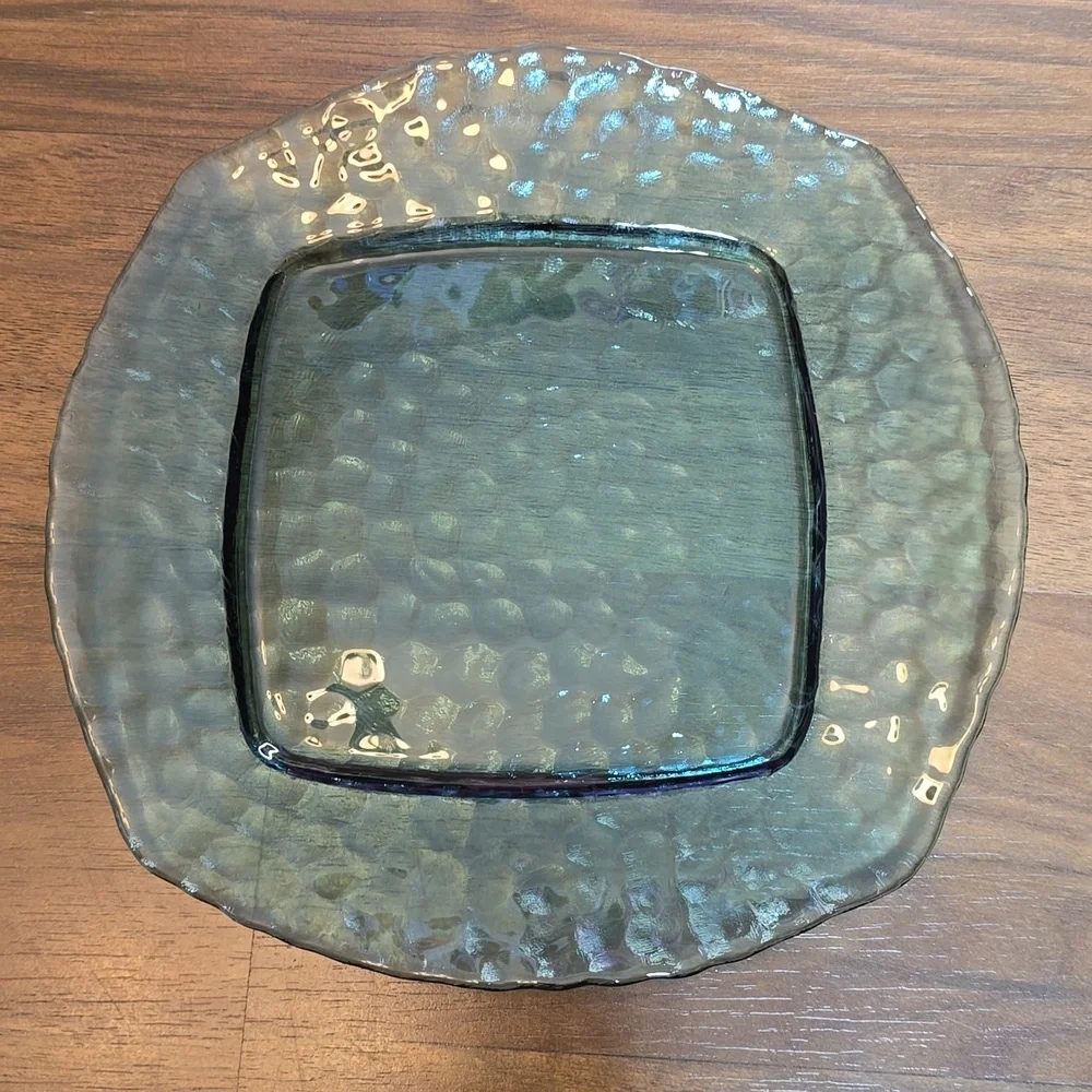Pier 1 Green Glass Salad Plates - Set Of 4